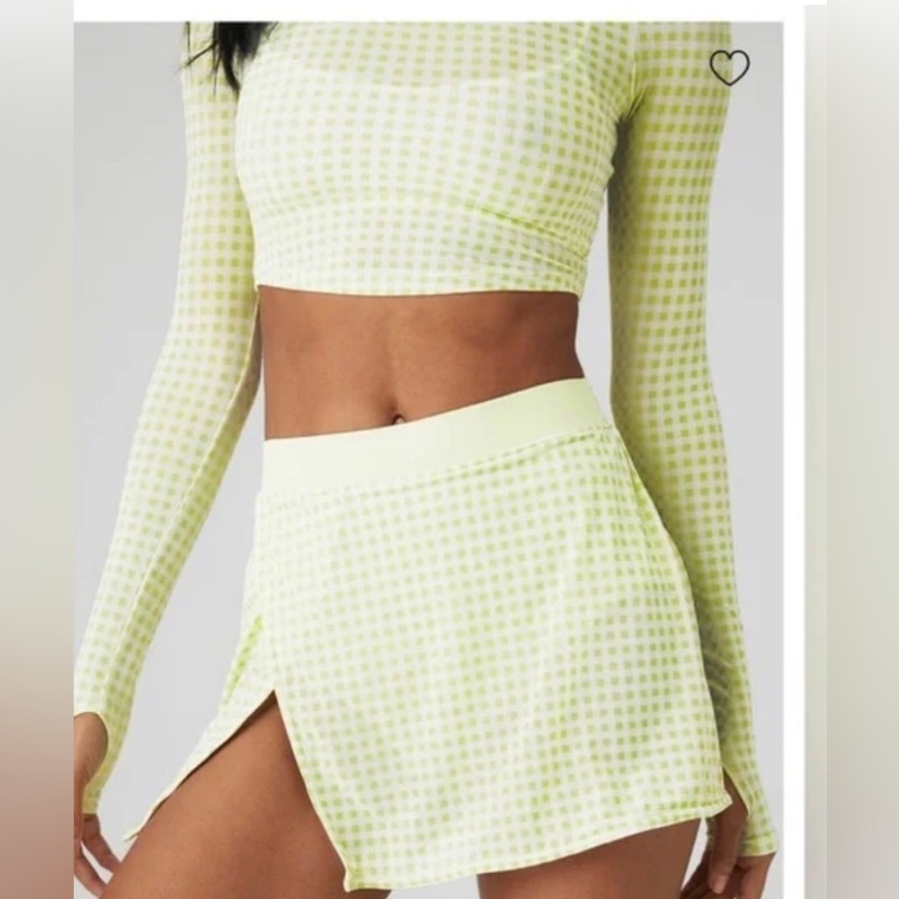ALO Yoga Yellow Checkered Mini Skirt